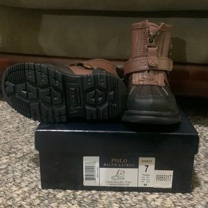 Toddler polo boots. Chocolate/ Tan